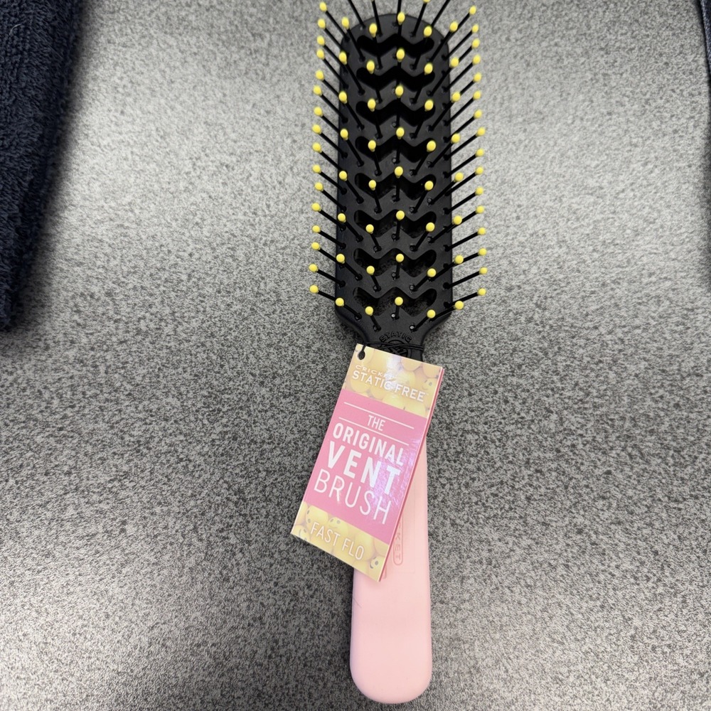 Cricket Static Free Pink Fast Flo Flex Vent Hair Brush, , Rubber Handle New